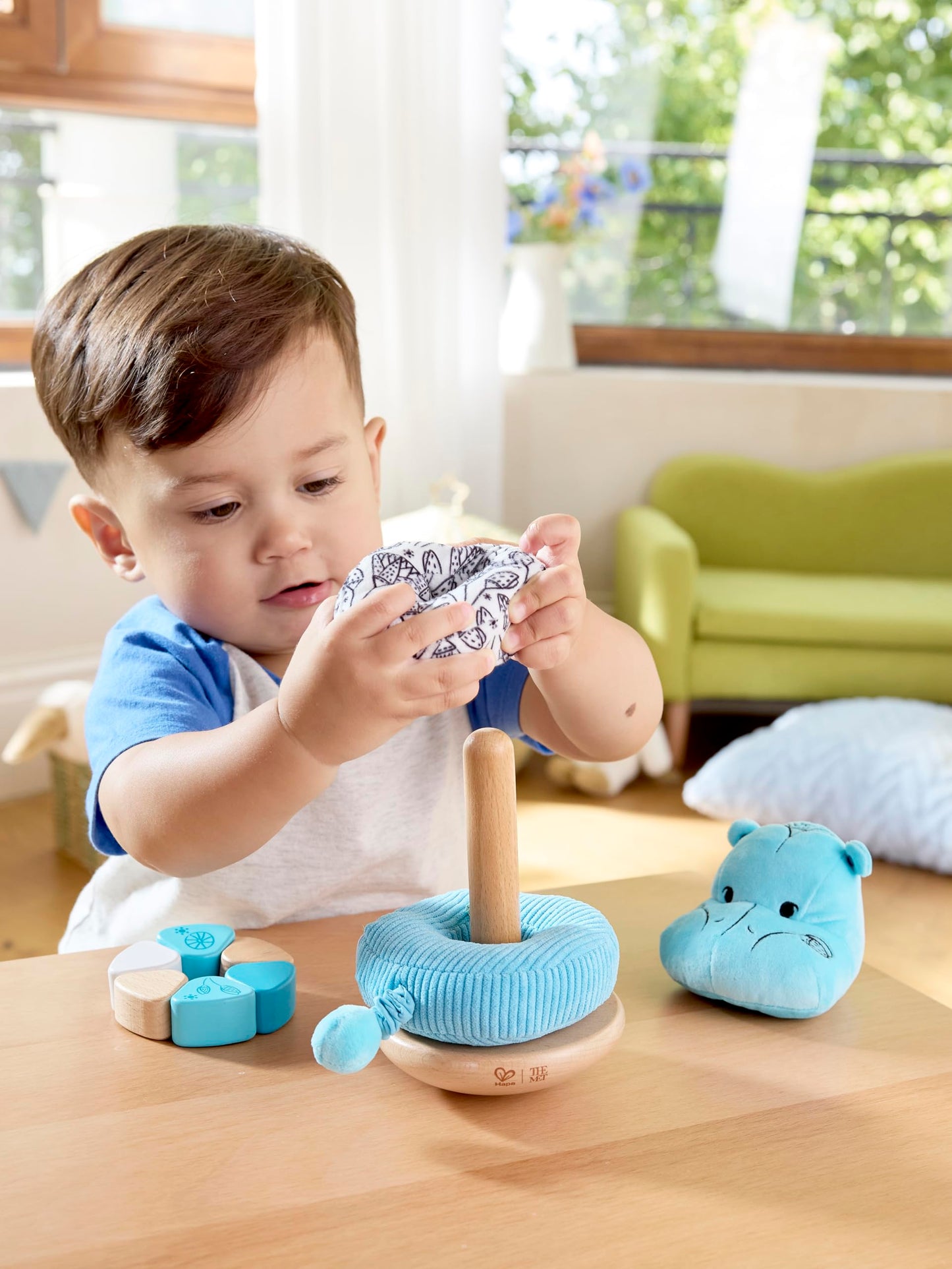 Hape x The Met William the Hippo Baby Stacker – Art-Inspired Stacking Toy for Ages 10-24M – Develops Fine Motor Skills, Colors & Shapes