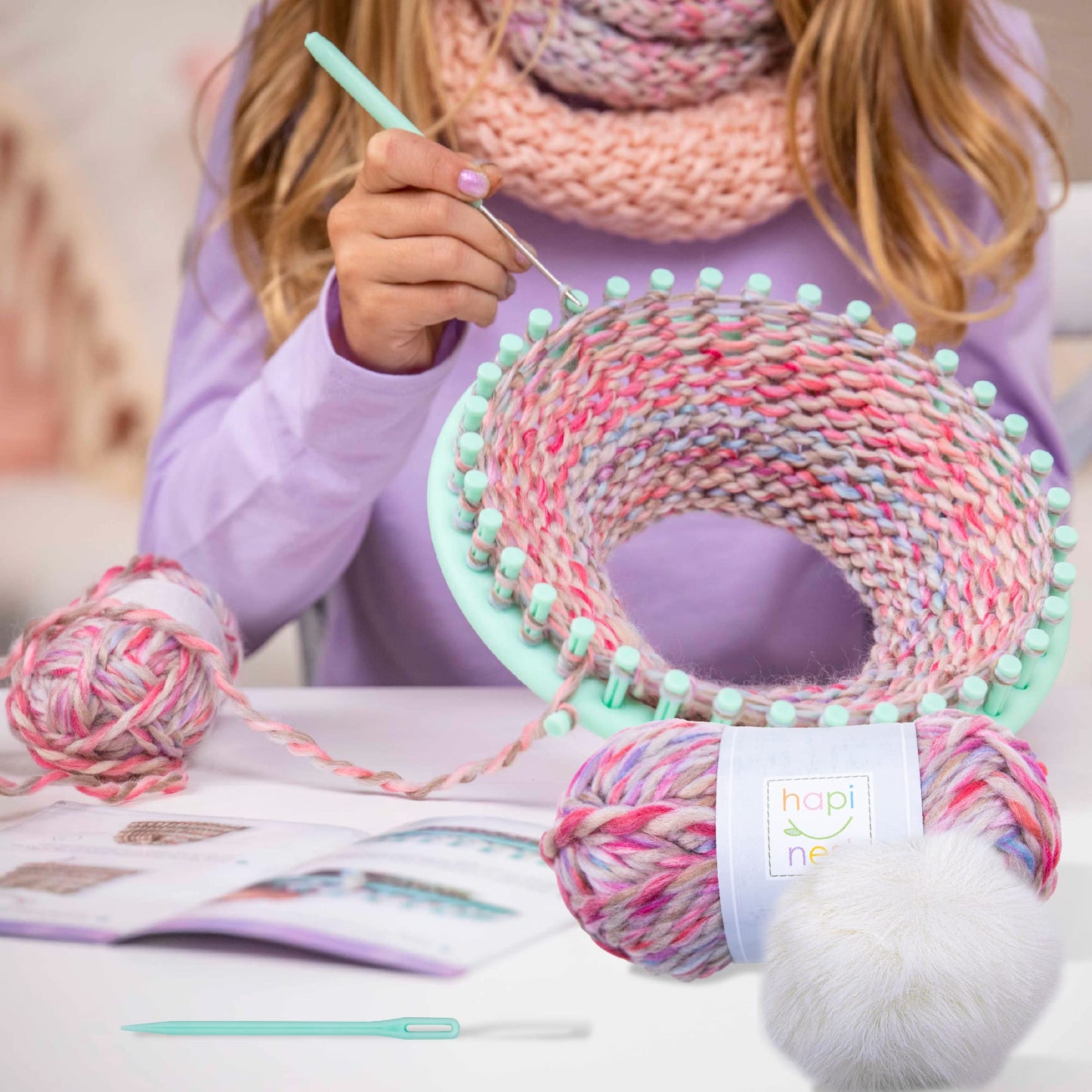 Hapinest Learn to Knit Hat and Scarf Knitting Loom Kit for Kids Ages 8-12