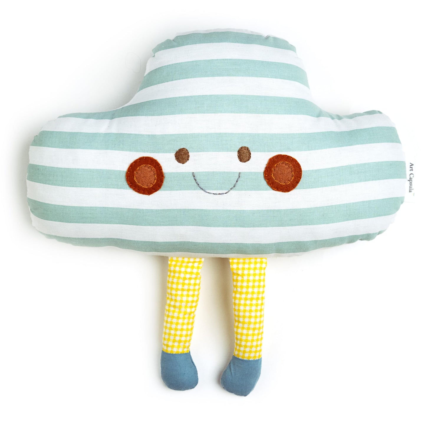 Art Capsula Cloud Shaped Decorative Pillow – Boho Nursery Decor & Sky Room Theme – Handmade 100% Cotton Cushion for Sofa or Bed
