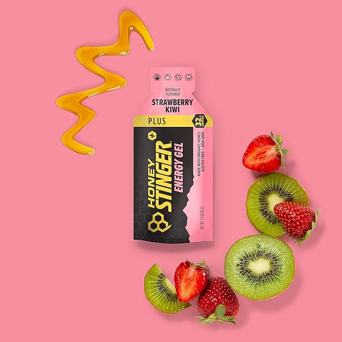 Honey Stinger Caffeinated Organic Energy Gel Variety Pack 12 Packs Each of Salted Caramel Latte & Strawberry Kiwi Caffeinated & Gluten Free For All Exercises Sports Nutrition for Home & Gym