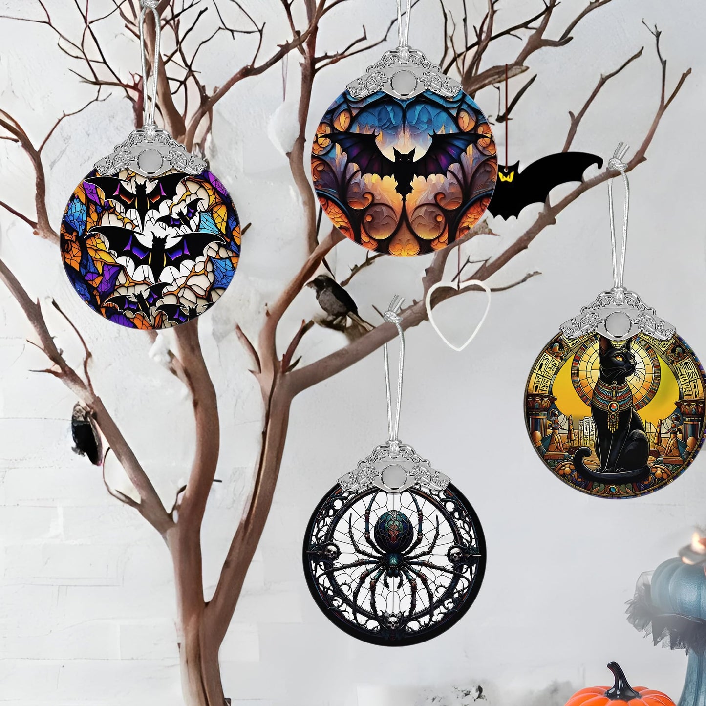 Christmas Ornament, Stained Glass Ornament, Christmas Decorations for Tree, Holiday Ornament, Unique Gift Idea - Dark Spider