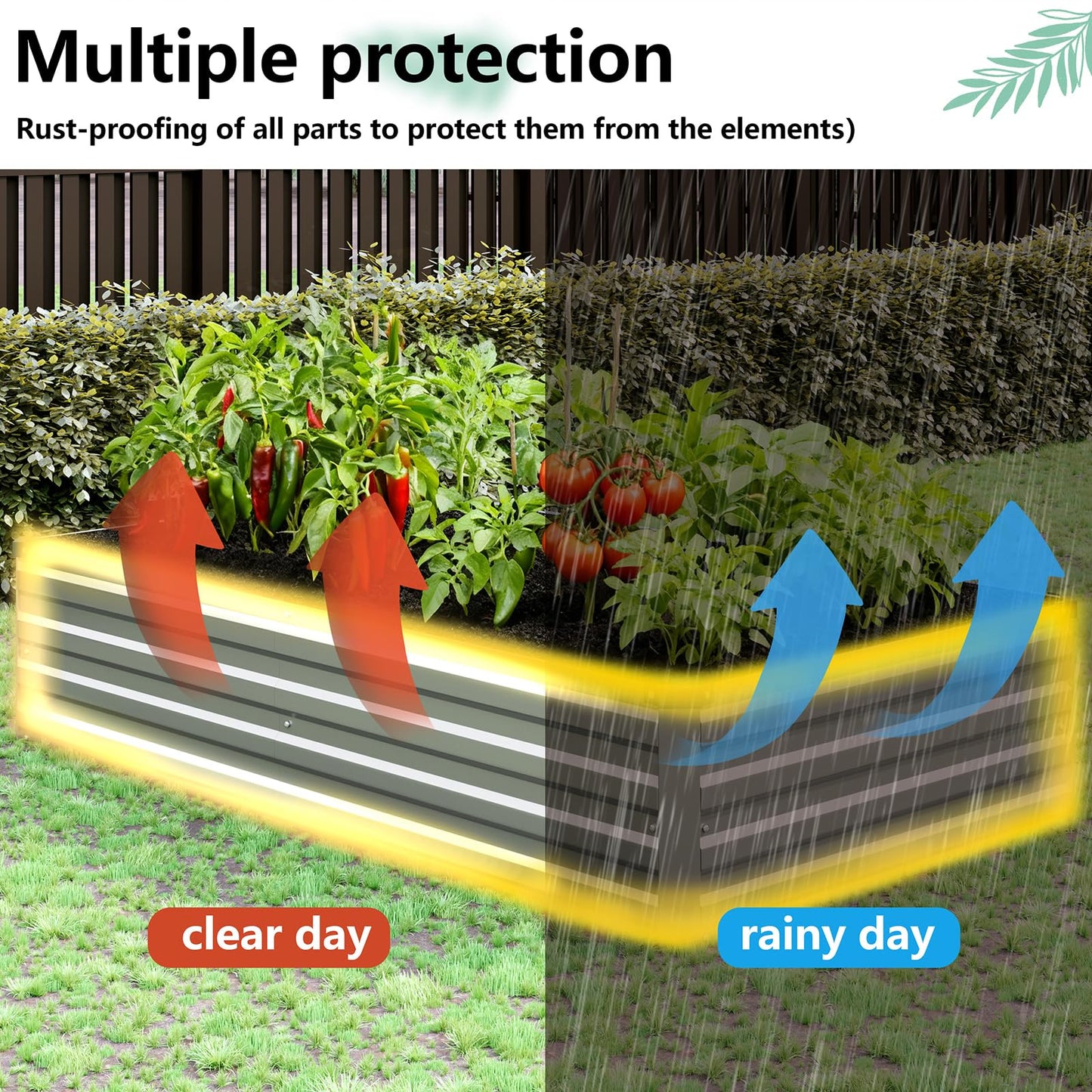 Vengarus 2 Pack 9x3x1FT Galvanized Raised Garden Bed Kit, Outdoor Metal Planter Box for Vegetables, Rectangular Steel Container, Easy Assembly (Silver)
