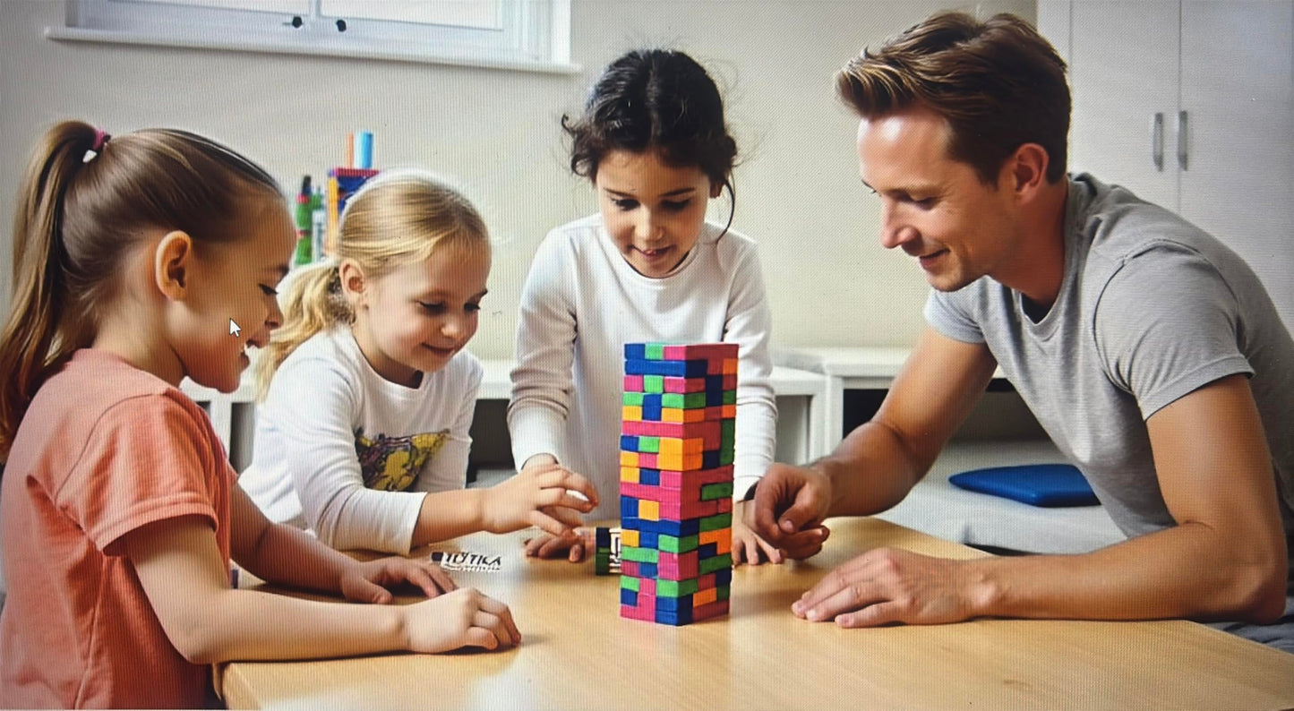 YEHUA! Totika Therapy Game Five Card Set with 48 Colored Stackable Blocks - Self Esteem, Junior, Teen/Adult, Life Skills and Icebreaker - A Game of Fun, Skill and Communication