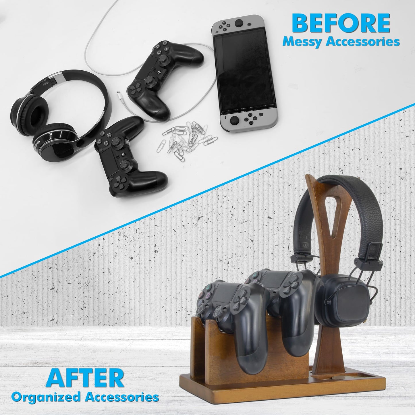 Kaseny Game Controller Holder Gifts for Gamers to Organize Gaming Accessories & Headphone Holder, Unique Gamer Gifts Headset Stand Controllers Holders, Stylish Controller Stand Gaming Equipment