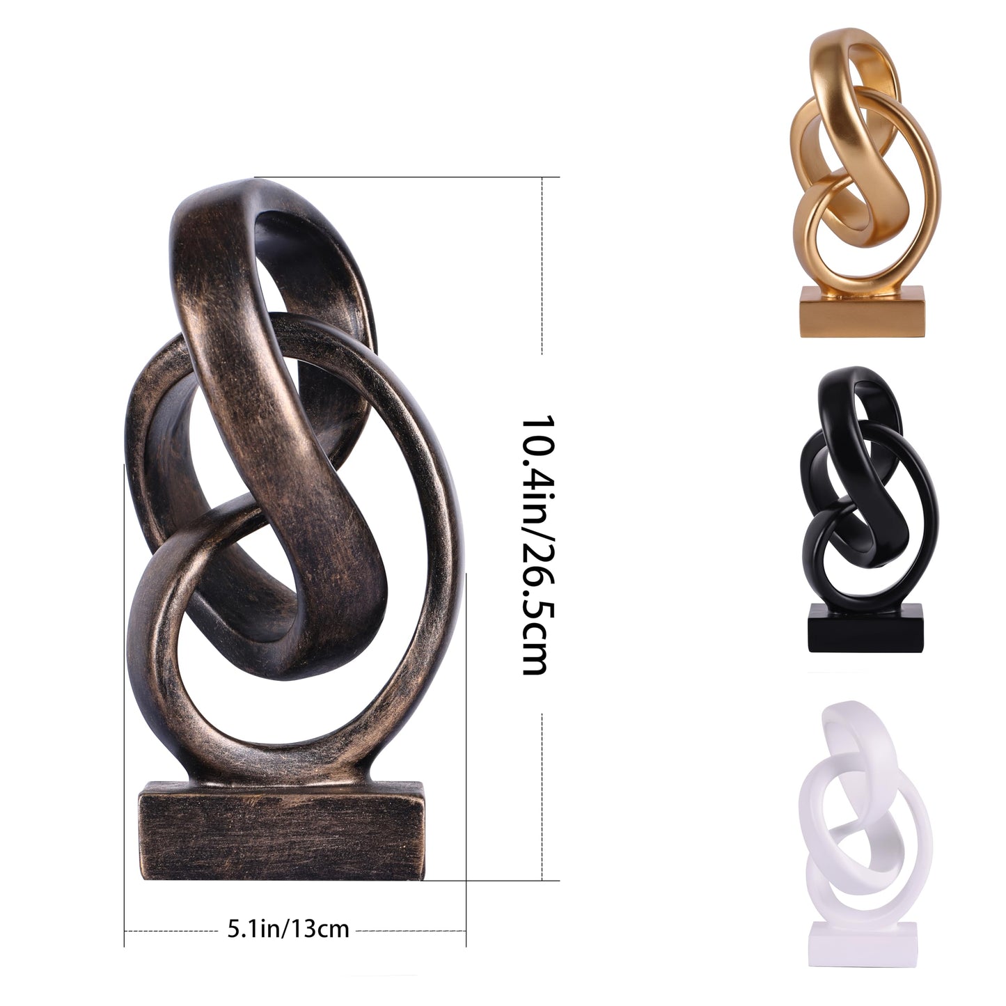Modern Abstract Knot Sculpture, Artistic Mobius Inspired Resin Decor, Elegant Home and Office Decor, Perfect for Shelves, Desktops, and Mantles, Ideal Gift for Birthdays, Housewarmings (Bronze)