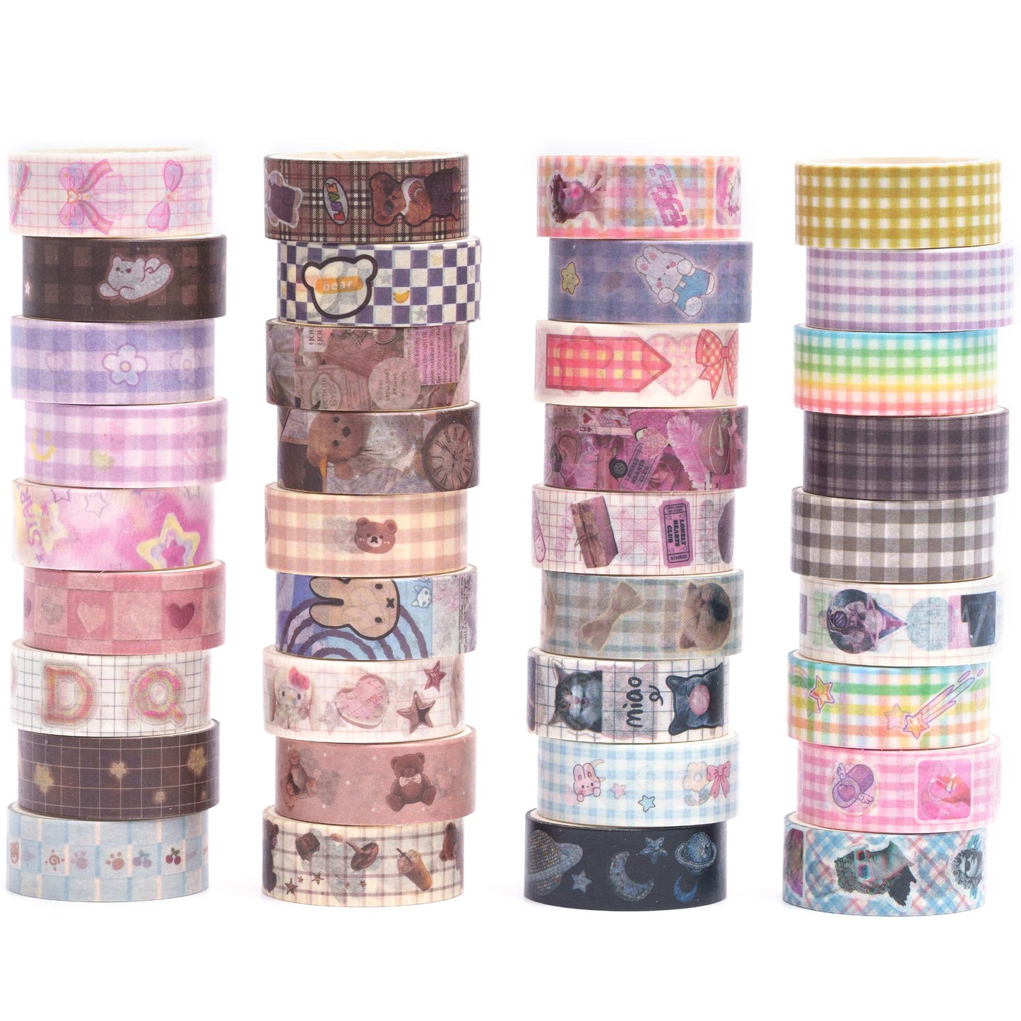 YUBBAEX Cute Washi Tape Value Pack 36 Rolls Aniamls Printed Masking Tape Kawaii Decorative for Arts, DIY Crafts, Journal Supplies, Planners, Scrapbook, Card/Gift Wrapping (Girly Style)