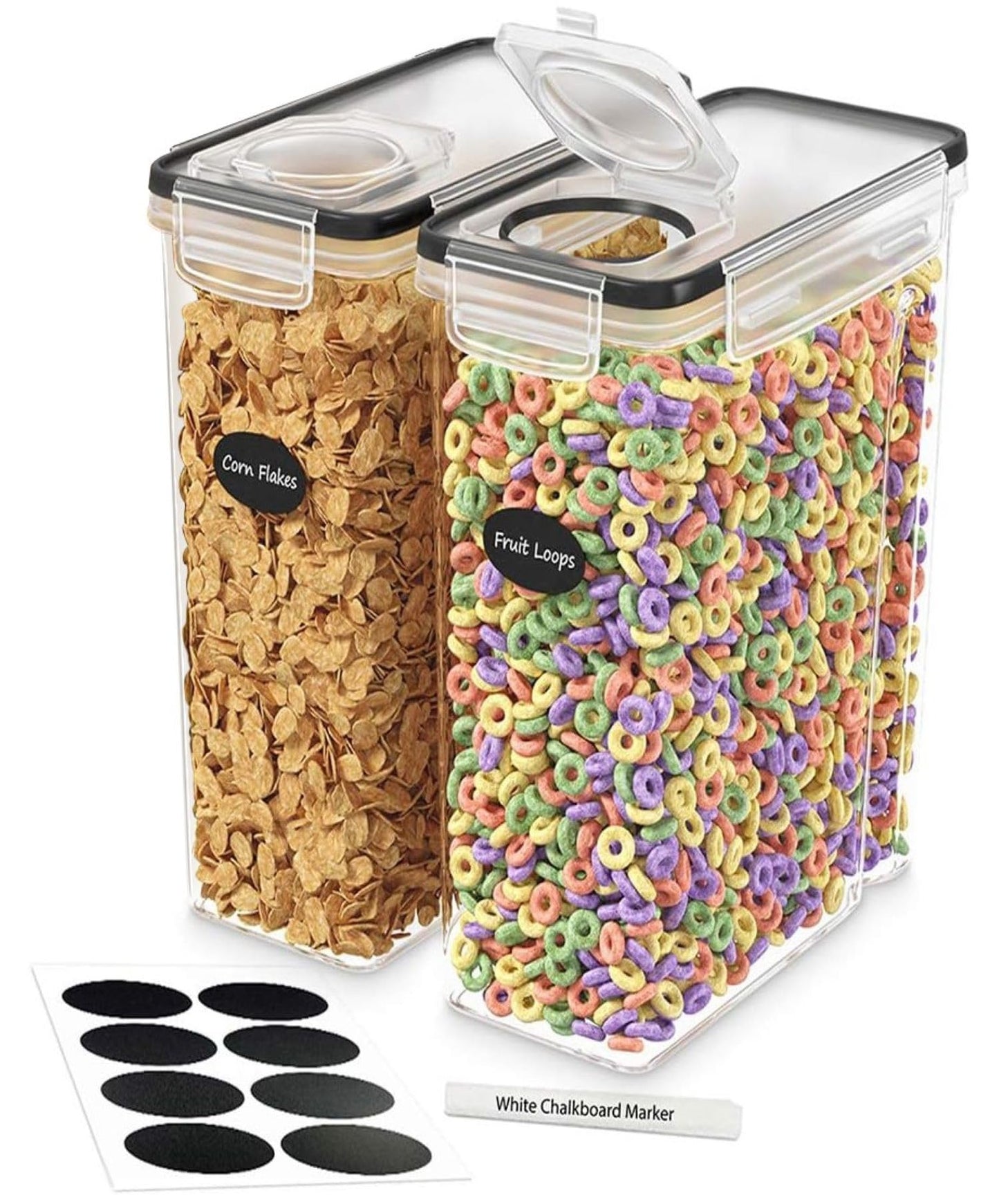 Cereal Containers Storage 2 Pack 135 fl. oz Cereal Dispenser Countertop, Airtight Food Storage Containers for Pantry Organization and Storage, Bpa-free Cereal Storage Container with Marker & Labels