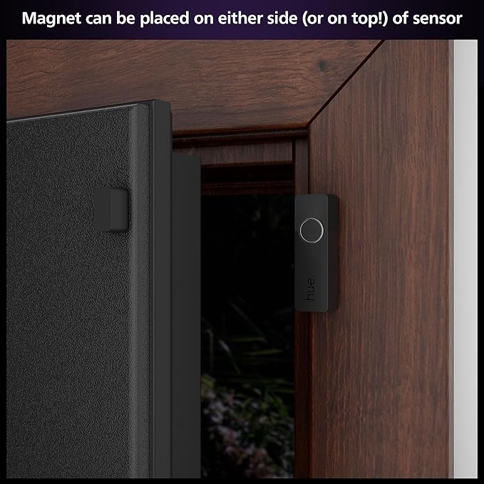 Philips Hue Secure Smart Contact Sensor, Black - 1 Pack, Door Sensor Made for Indoor Doors and Windows, Door Alarm Requires Hue Bridge, Works with The Hue App