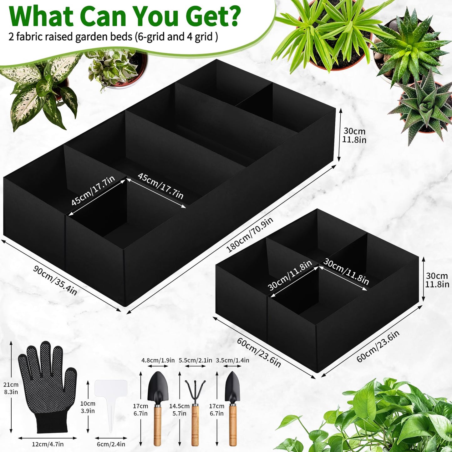 Fabric Raised Garden Bed, 6 x3 x1 FT Large Garden Grow Bags Rectangle Breathable Planting Containers with 4 Grids Reusable Heavy Pot Garden Tools for Vegetables Flowers Plants(128 Gallon Vol.)