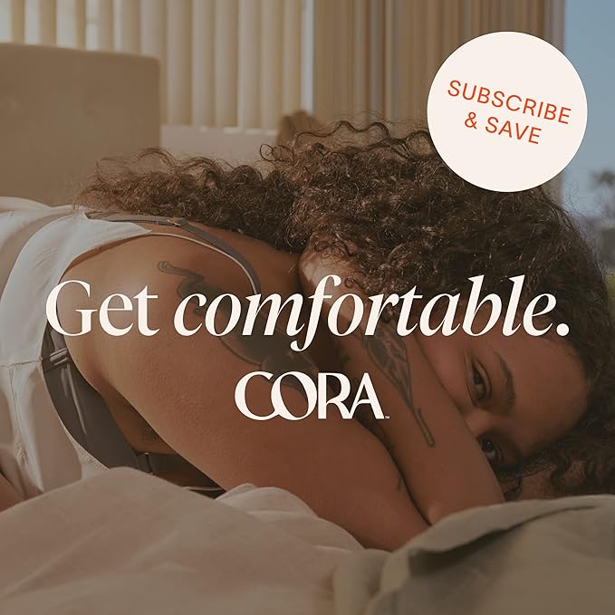 Cora 100% Organic Cotton Topsheet | Ultra Thin Period Pads with Wings | Overnight Absorbency | Ultra-Absorbent Sanitary Pads for Women (72 Count)