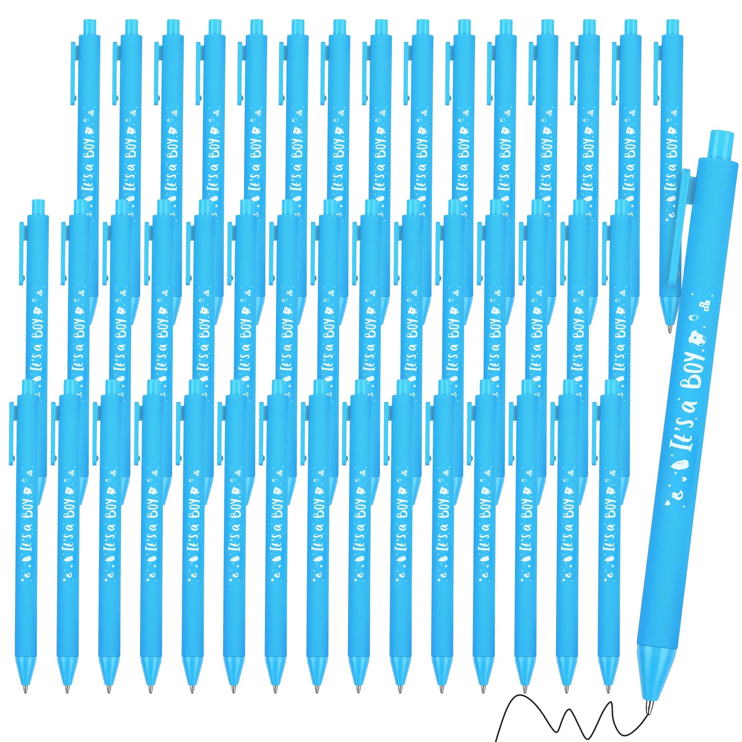 Aodaer 60 Pieces It's a Boy Baby Shower Ballpoint Pens, Retractable Gel Pen with Soft Grip, Comfortable Black Ink Pens for Boys Baby Shower Favors Party Guests Gifts