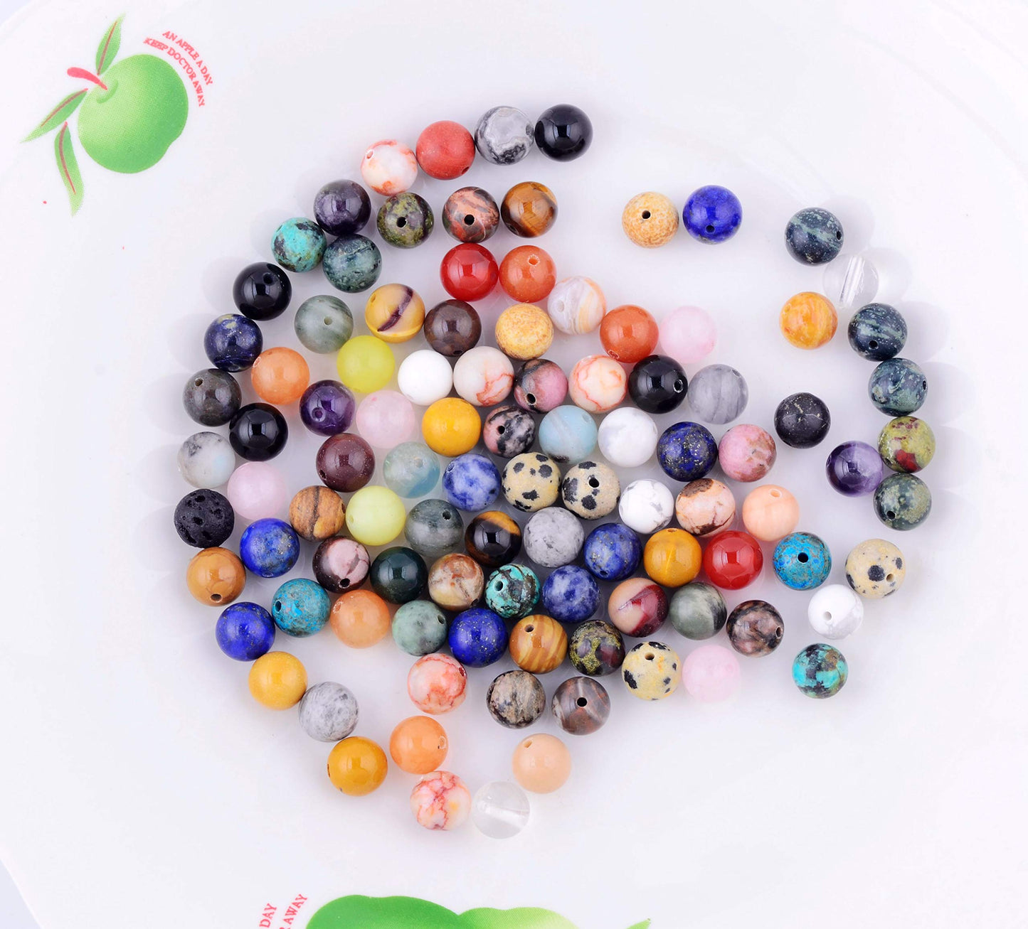Natural Stone Beads 100pcs Round Genuine Real Stone Beading Loose Gemstones Hole Size 1mm DIY Smooth Bead for Bracelet Necklace Earrings Jewelry Making(Natural Stone Beads Multicolor, 8mm)
