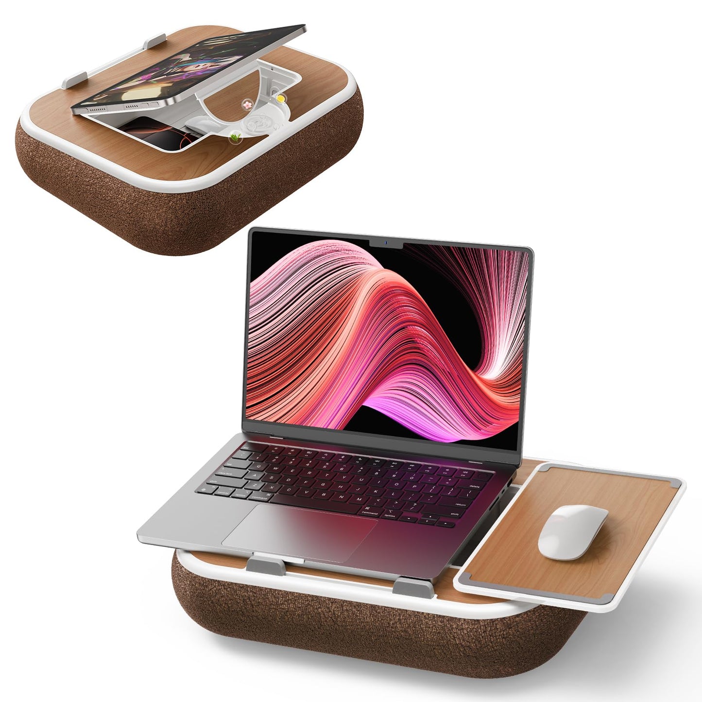 Nauttxon Lap Desk with Storage Cushion Washable - with Magnetic Mouse Pad, Scented Cotton Pads - Multi-Functional Lap Desk for Home Office Couch Bed -Fits Up to 15 Inch Laptop