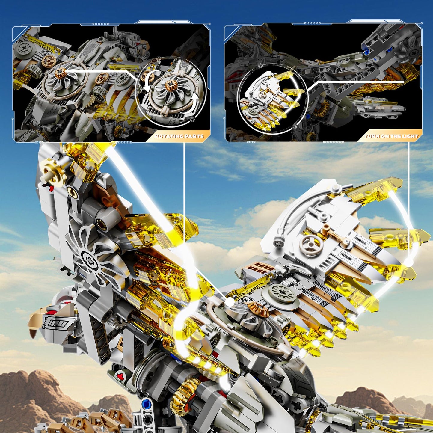CSNRHG Mechanical Eagle Building Block Set 3D Poseable Model with Articulated Wings & Talons STEM Toy for Kids & Adults Ideal Gift for Engineering, Nature & Animal Lovers