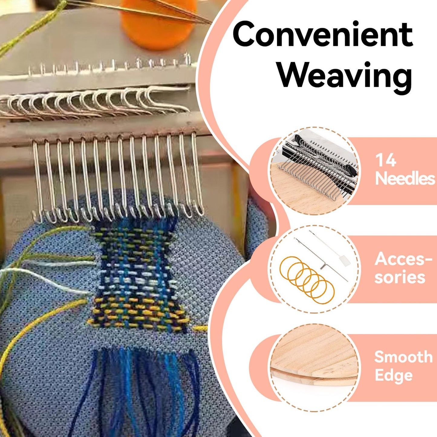 Agatige Speedweve Small Mini Darning Looms, Wooden Loom Speedweve Type Weave Tool Knit Patch Kit for DIY Crafts Mending Jeans Clothes Tapestries Carpets Scarves (21 Needles)