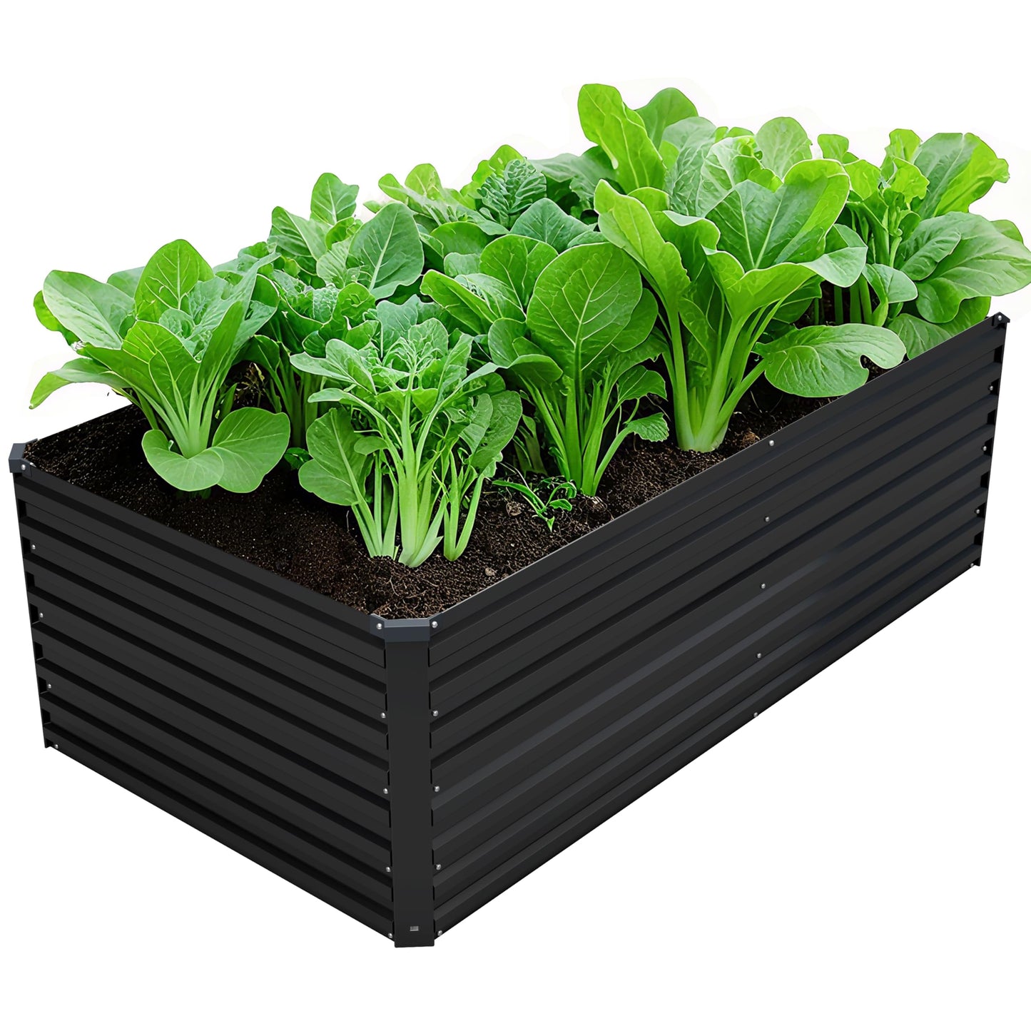 DIIYIV Galvanized Raised Garden Bed Kit Outdoor Patio,6x3x2ft Large Rectangular Metal Planter Boxes,Deep Root Box Planter for Gardening,Vegetables,Flowers,Herbs-Black