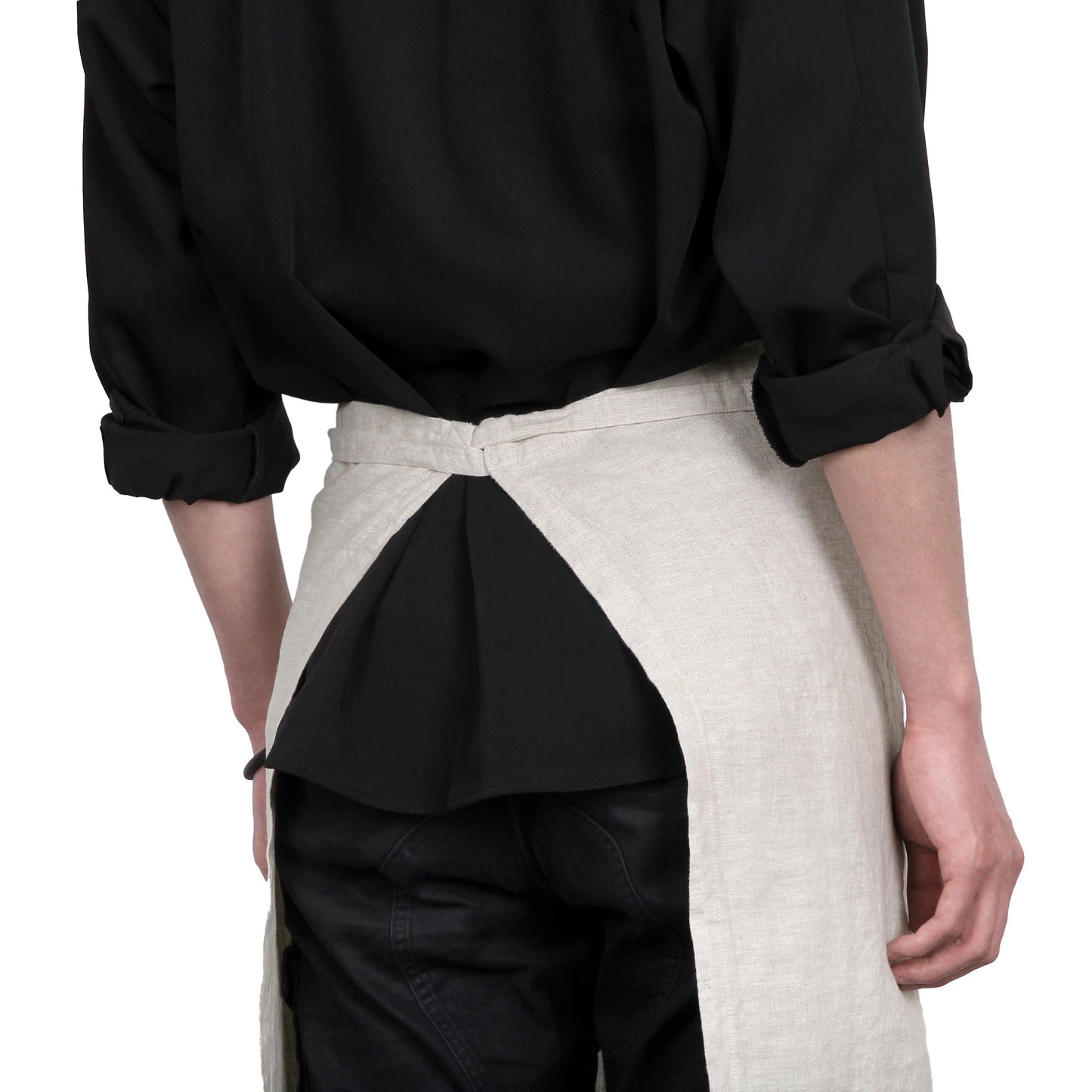 TRITON LINEN Pure Linen Apron - 25 x 35 Inch Bistro Half Apron with Large Pocket Unisex Waist Aprons Ideal for Kitchen Crafts and More (Natural Linen)