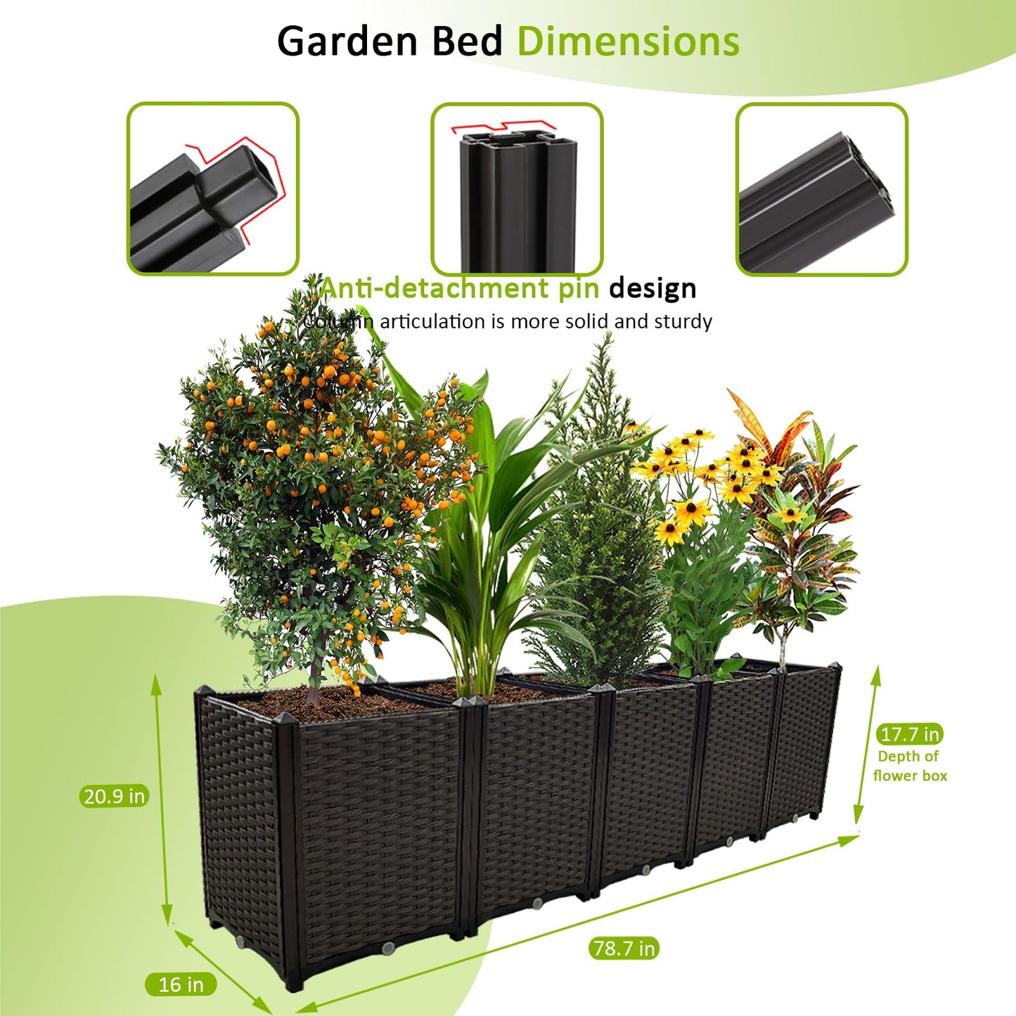 TDDSS Large Planters for Outdoor Plants Rectangular Raised Garden Bed Elevated Planter Boxes Patio Balcony Deck for Planting Flowers, Vegetables, Tomatoes, and Herbs