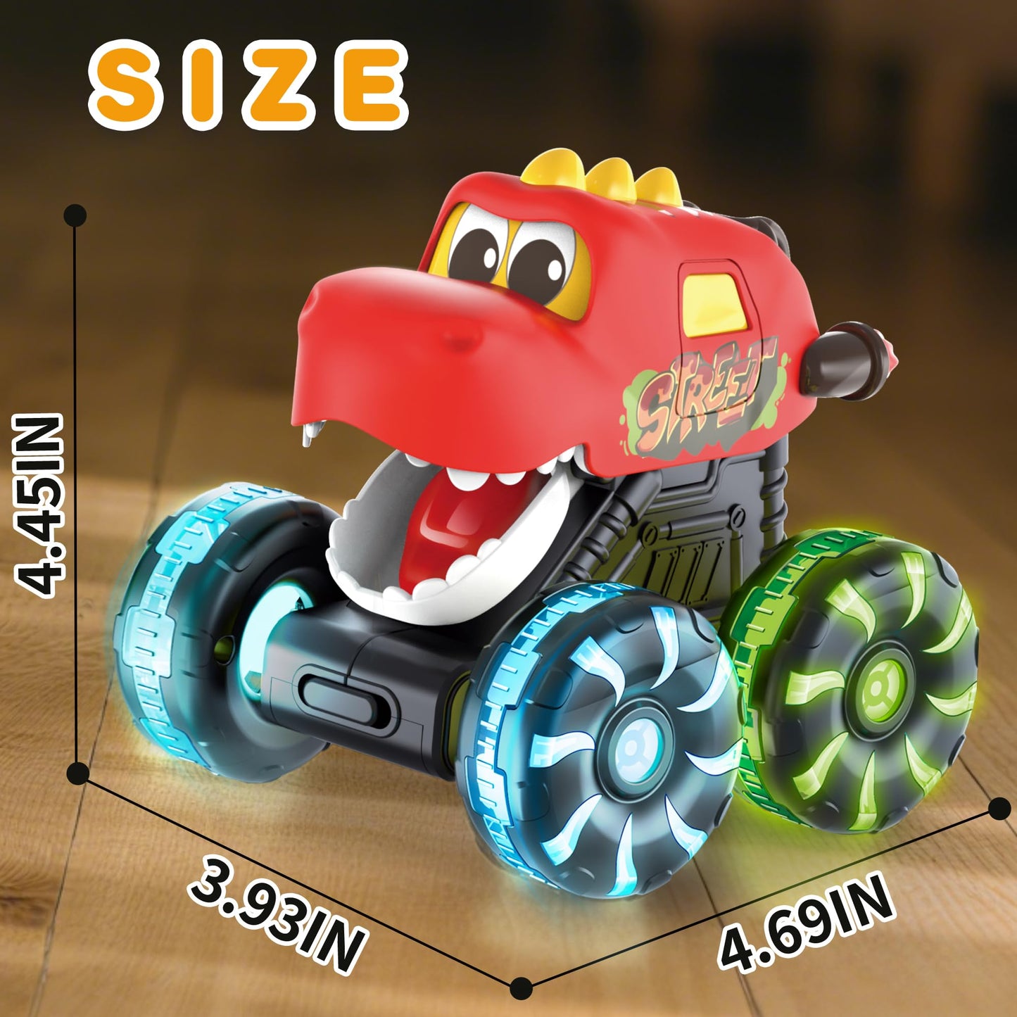OMAKCOO 3 Pack Dinosaur Monster Truck Toys with Light-Up LED Wheels for Toddlers Kids