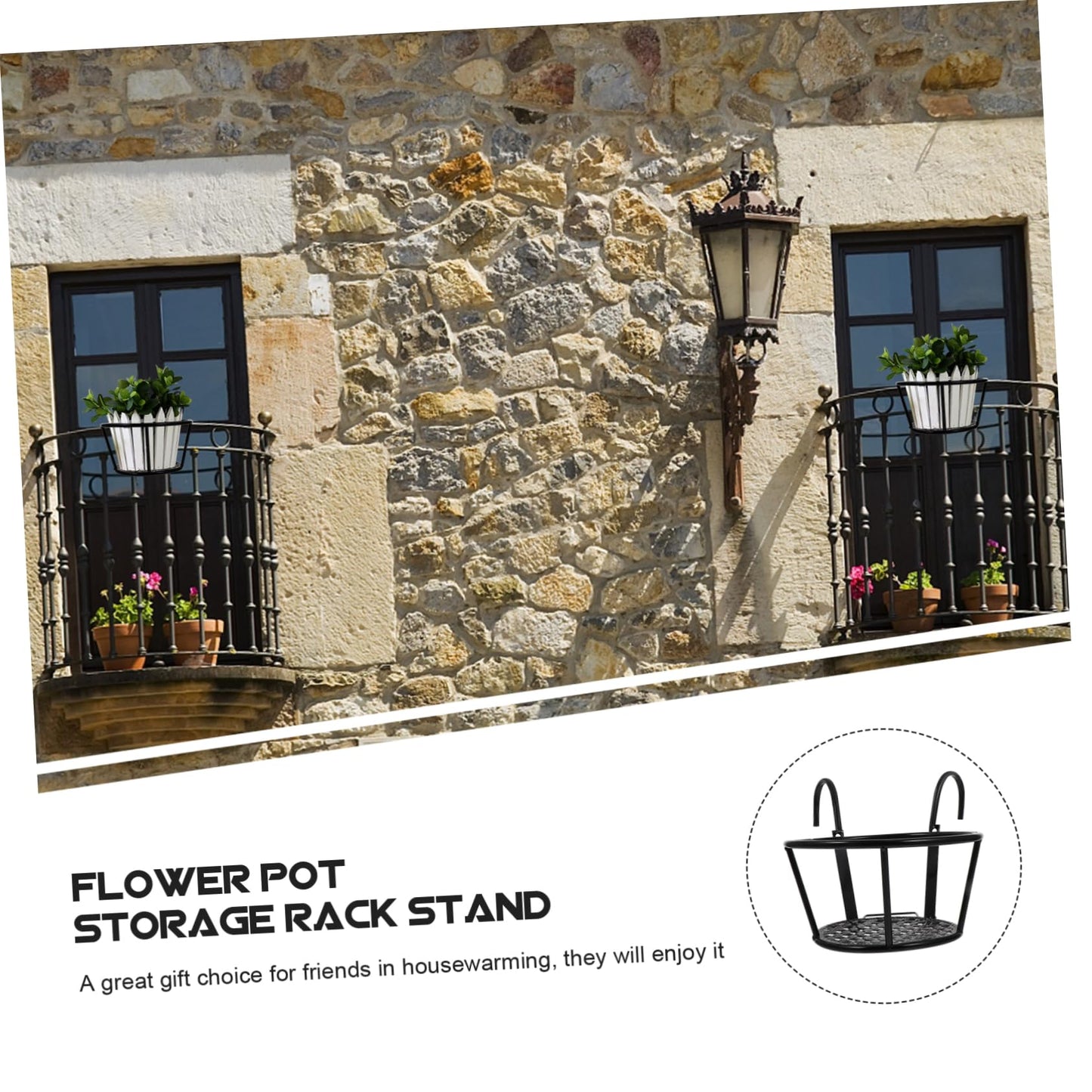 Hemobllo 2pcs Detachable Iron Flower Pot Stand Hanging Balcony Plant Rack for Home Decor Bonsai Storage Rack Ventilated Design for Indoor Outdoor Use