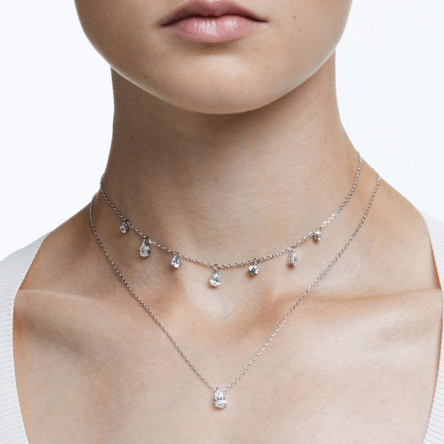 SWAROVSKI Attract choker, White, Rhodium Finish
