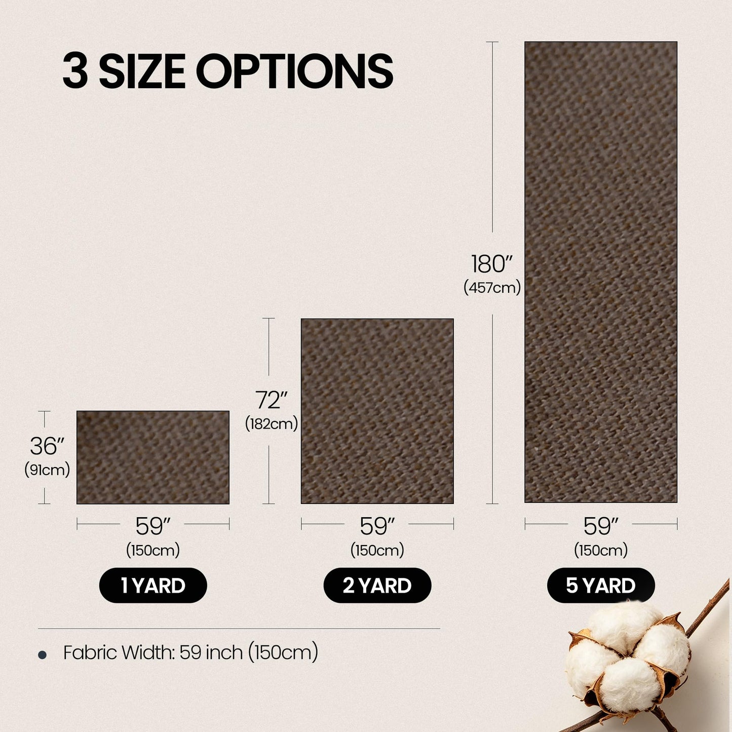 Widarms 100% Cotton Canvas Fabric by The Yard, 59" 12oz Natural Duck Canvas Fabric for Crafts, Handmade Home Decor, Sewing DIY Cloth, Embroidery (Brown, 2 Yard pre Cut)