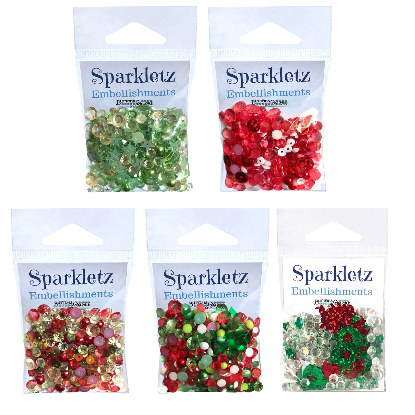 Buttons Galore Sparkletz Embellishments, Iridescent Diamonds, Half Pearls, Sequins & Seed Beads for Crafts, Scrapbooks, Card Making & Shaker Crafts-Christmas-50 Grams Total