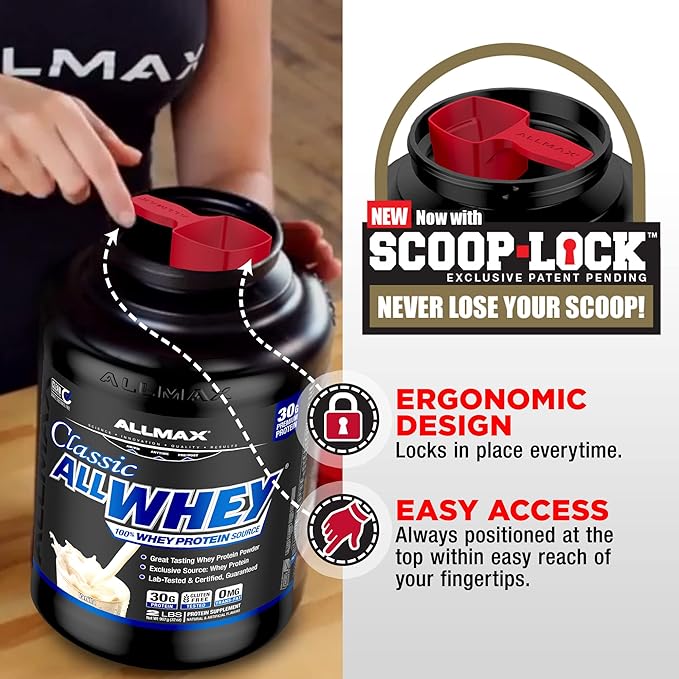 ALLMAX Classic ALLWHEY, Chocolate Peanut Butter - 5 lb - 30 Grams of Protein Per Scoop - Gluten Free - Approx. 49 Servings