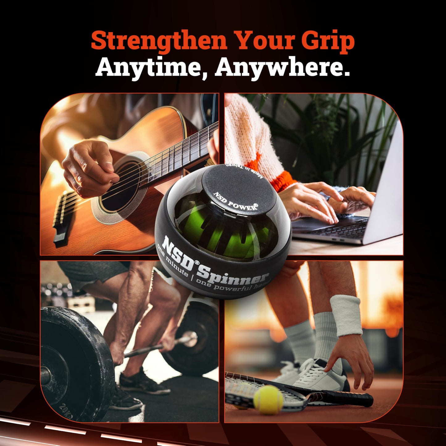 Auto-Start NSD Spinner Gyro Ball – Up to 15,000 RPM Premium hand strengthener and wrist exerciser for grip strength training, forearm workout, and pain relief; durable and portable
