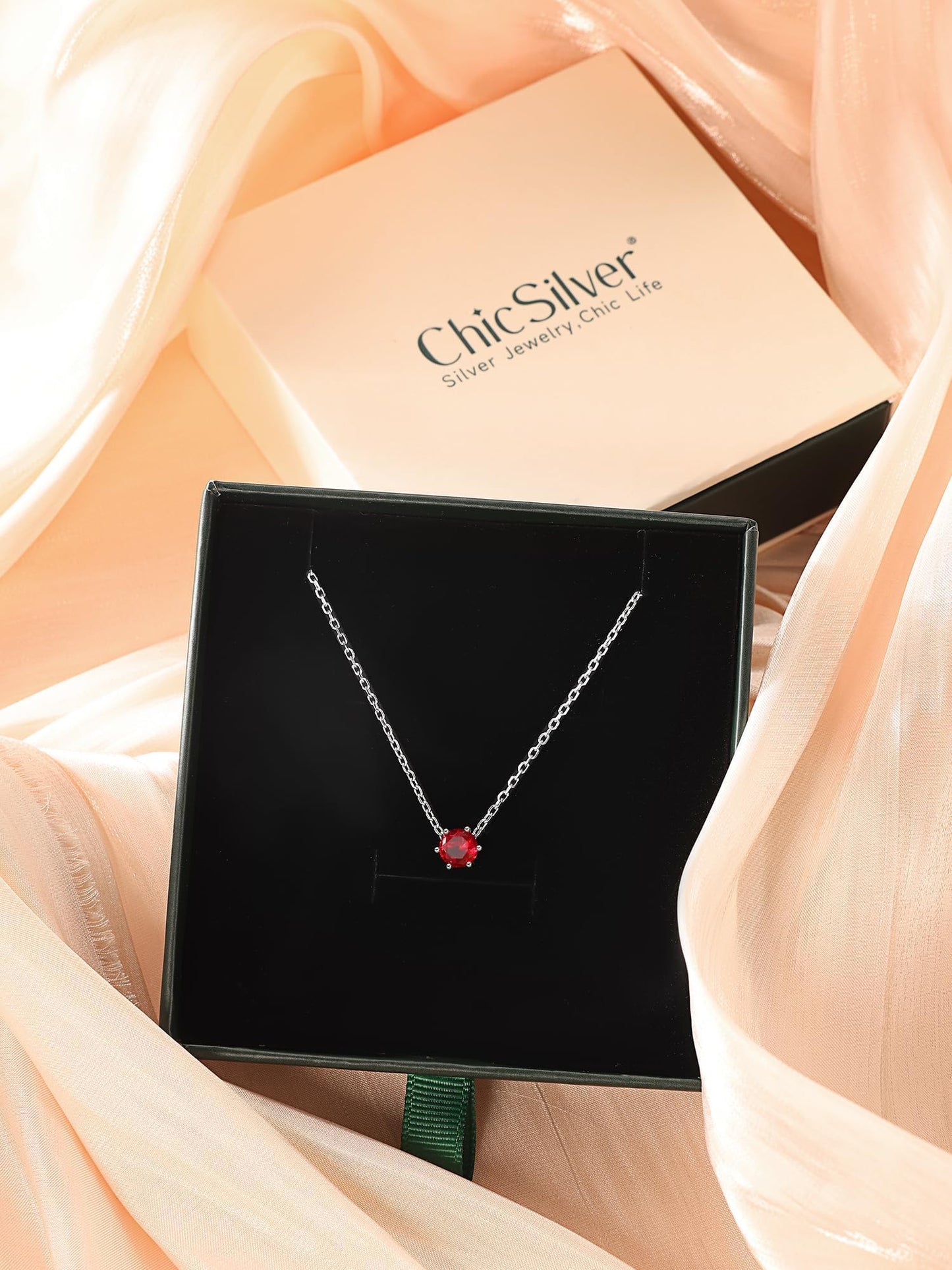 ChicSilver August Birthstone Necklace 925 Sterling Silver Round Cut Gem Stone Simulated Peridot Necklace Dainty Tiny Cubic Zirconia Pendant Necklace for Women