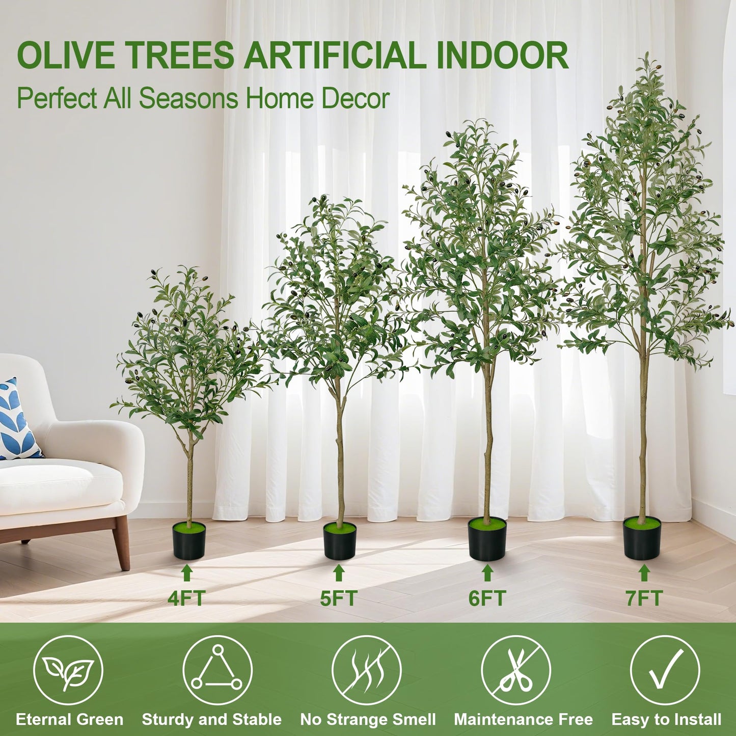 TENNOLA 5 FT Olive Trees Artificial Indoor, Faux Olive Tree 5 ft with Natural Wood Trunk Branches and Lifelike Fruits, Realistic Fake Tree Artificial Plants Tall with Planter for Home Office Decor