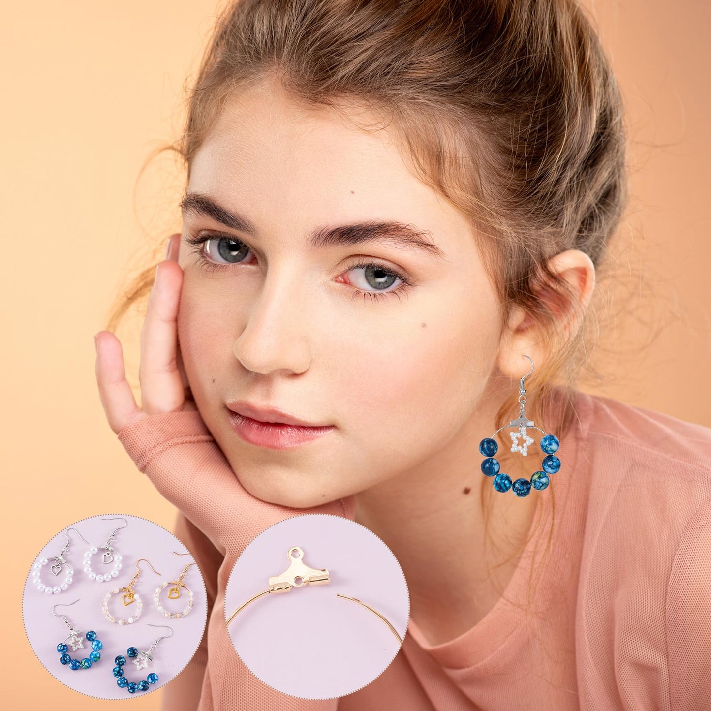 OIIKI 700pcs Hypoallergenic Earring Making Kit, Gold/Silver Plated Earring Hooks, Earring Beading Hoop, Clear Rubber Earring Backs, Jump Rings for DIY Jewelry Making, Earring Making Supplies