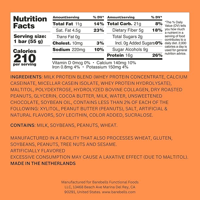 Barebells Soft Protein Bars, Salted Peanut Caramel - 12 Count, 16g High Protein Treats - Chocolate Nutrition Bar with 1g Total Sugars - On The Go Breakfast or Post-Workout Snack