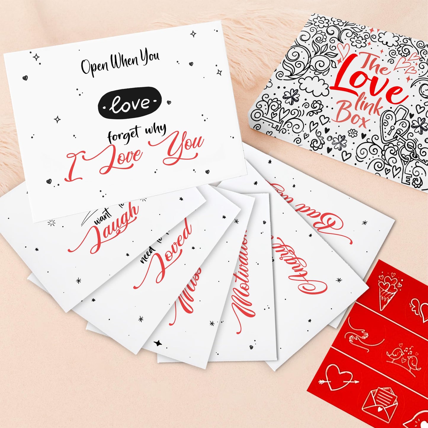 Limina Open When Envelopes Kit – 12 Open When Envelopes with Stickers for Long Distance Relationship, College Students, Daughter, or Boyfriend – Thoughtful Love Letter Kit & Going Away Gift