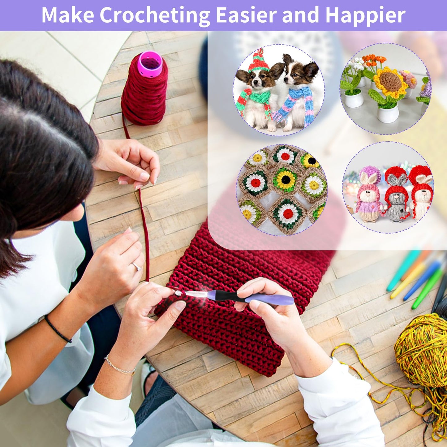 Light Up Crochet Hook Sets, 11 Sizes Interchangeable Lighted Crochet Hook Set, LED Rechargeable Crochet Hooks for Dark Yarn, Ergonomic Grip Crochet Kit for Beginners Crochet Needles Kit with Case