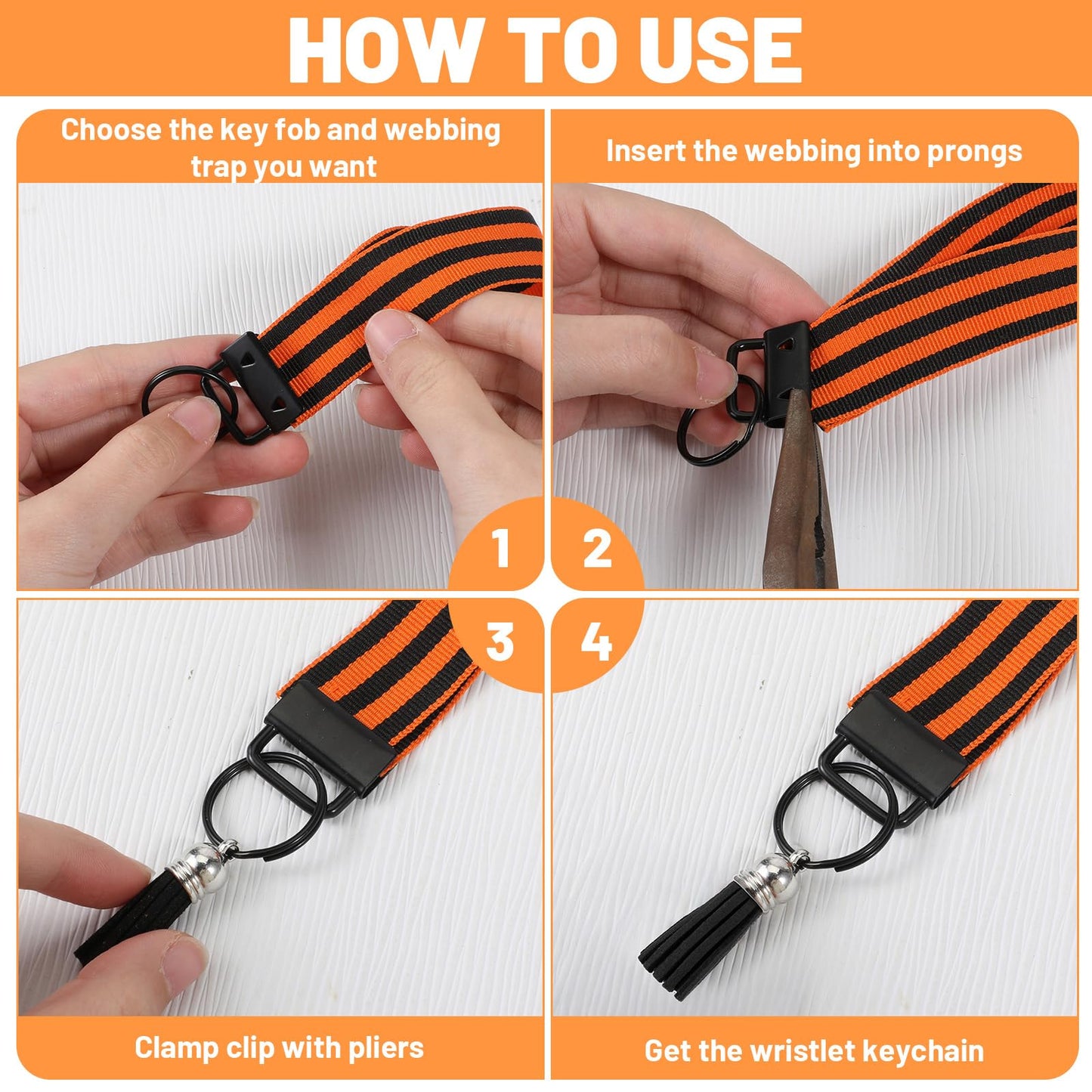 144 Pcs Keychain Hardware Set Key Fob Hardware Set - 48 Pcs 1 Inch Keychain with Keyring, 48 Pcs Colorful Leather Keychains Tassel and 48 Pack Swivel Snap Hooks for DIY Craft Supplies (Multicolor)