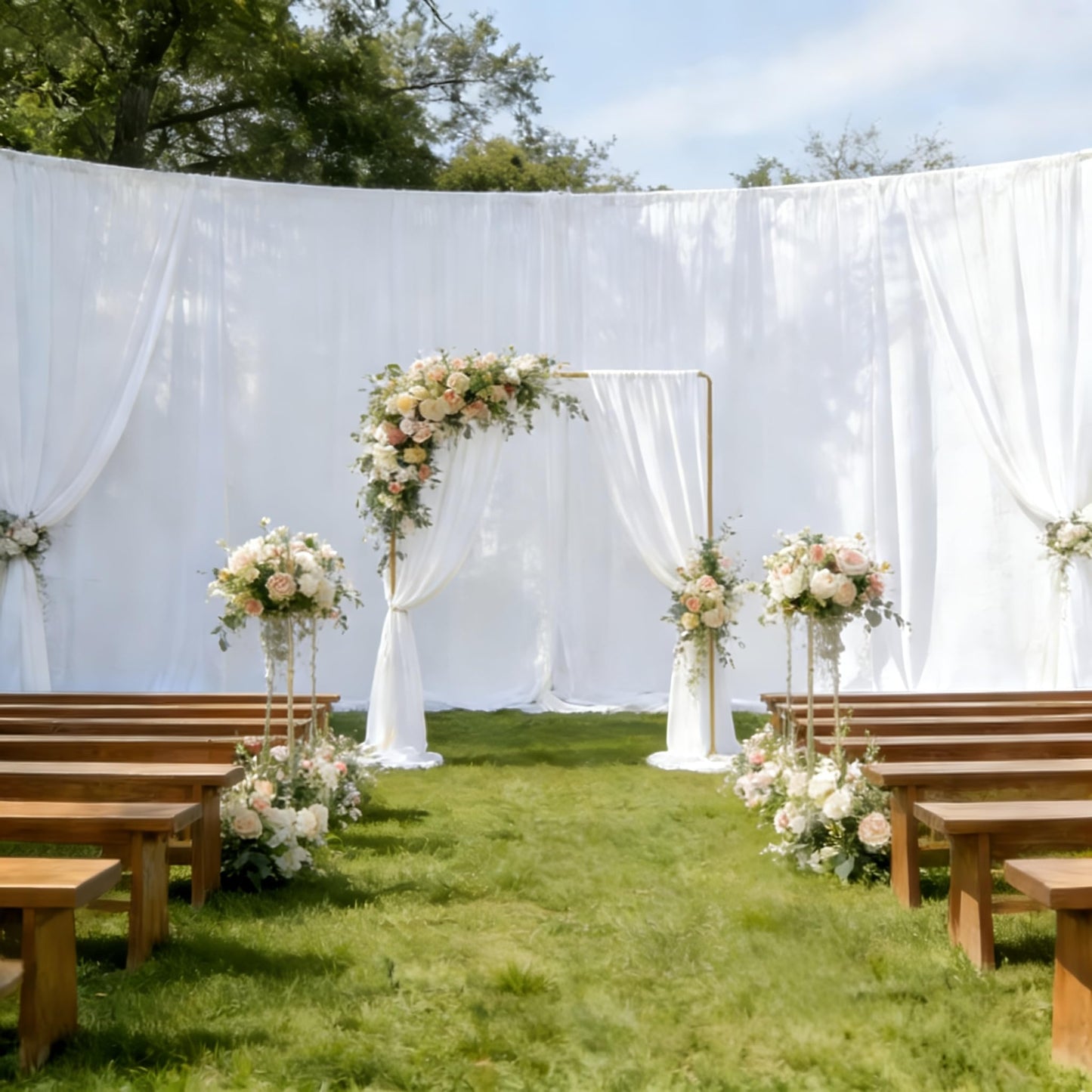 SIMHOMSTOR 5.2 * 6.56 FT Metal Arbor Frame Stand, Garden Arch Trellis for Plants, Wedding Decor Backdrop Flower Stand, Gold