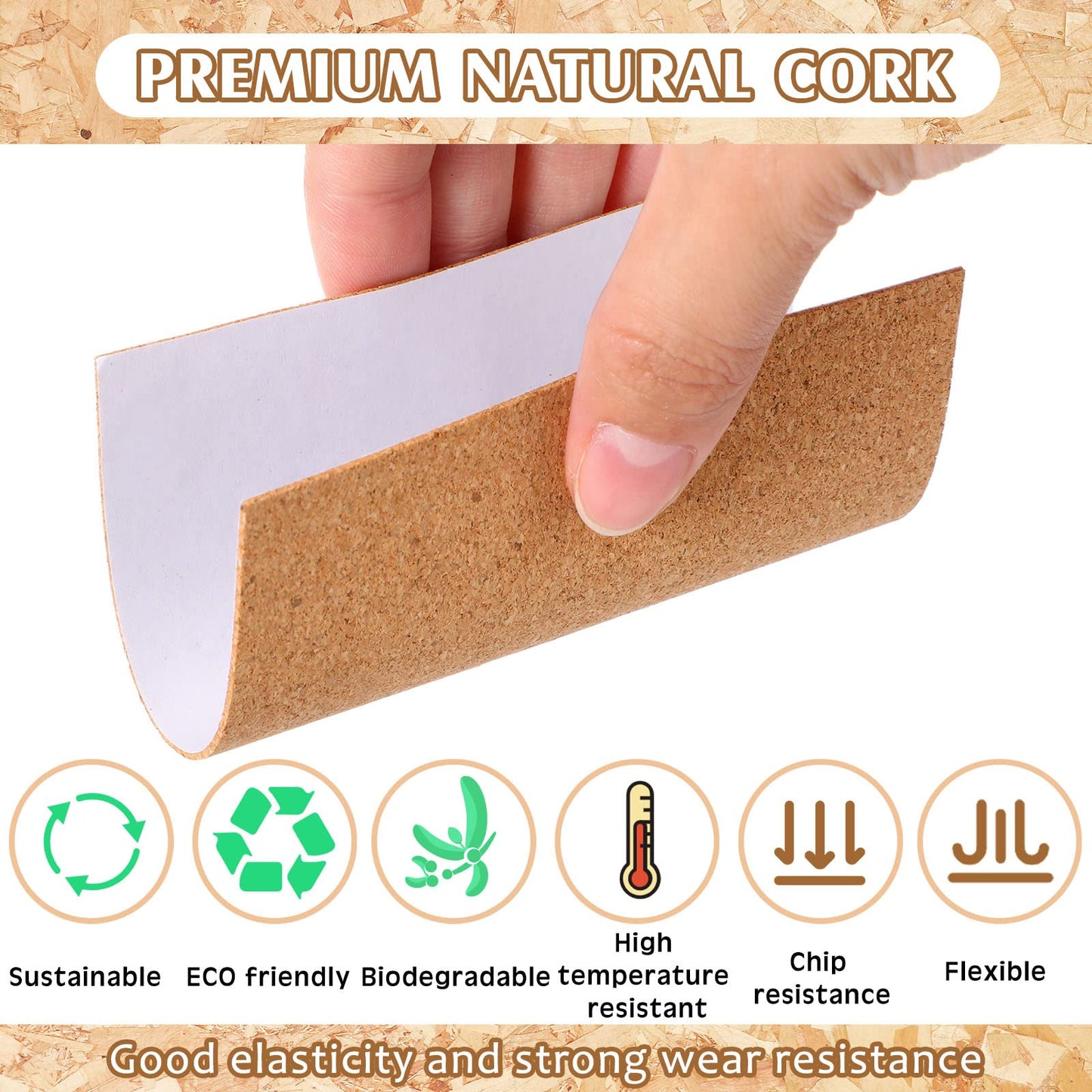 Qunclay 200 Pcs Cork Coaster Backing Self Adhesive Cork Squares Bulk 4 x 4 Inches Board Sticky Tiles Sheets Mat for DIY Crafts Supplies