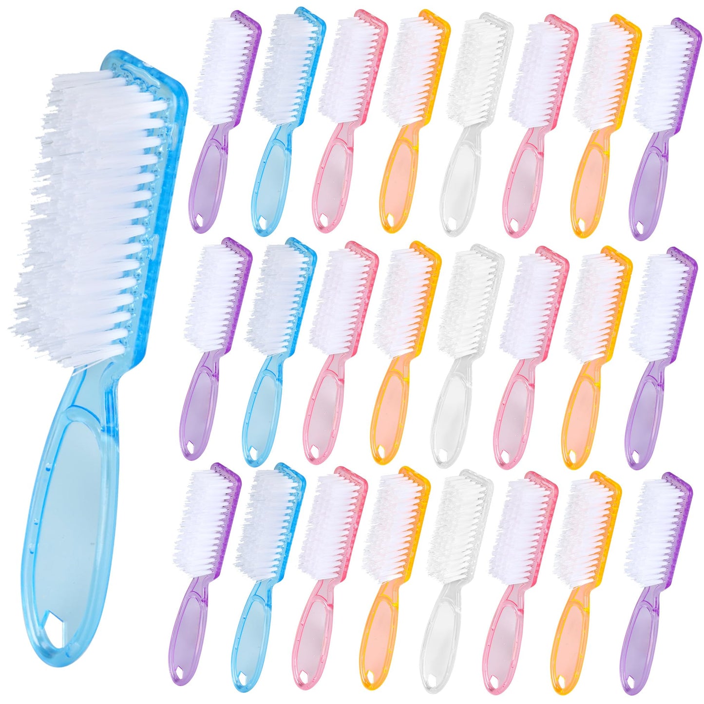 Axigundaone 50 Pcs Handle Grip Nail Brushes Bulk, Hand Fingernail Cleaning Manicure Brush, Multicolor Nail Scrub Brushes for Toes and Fingernail Cleaning (5 Colors)