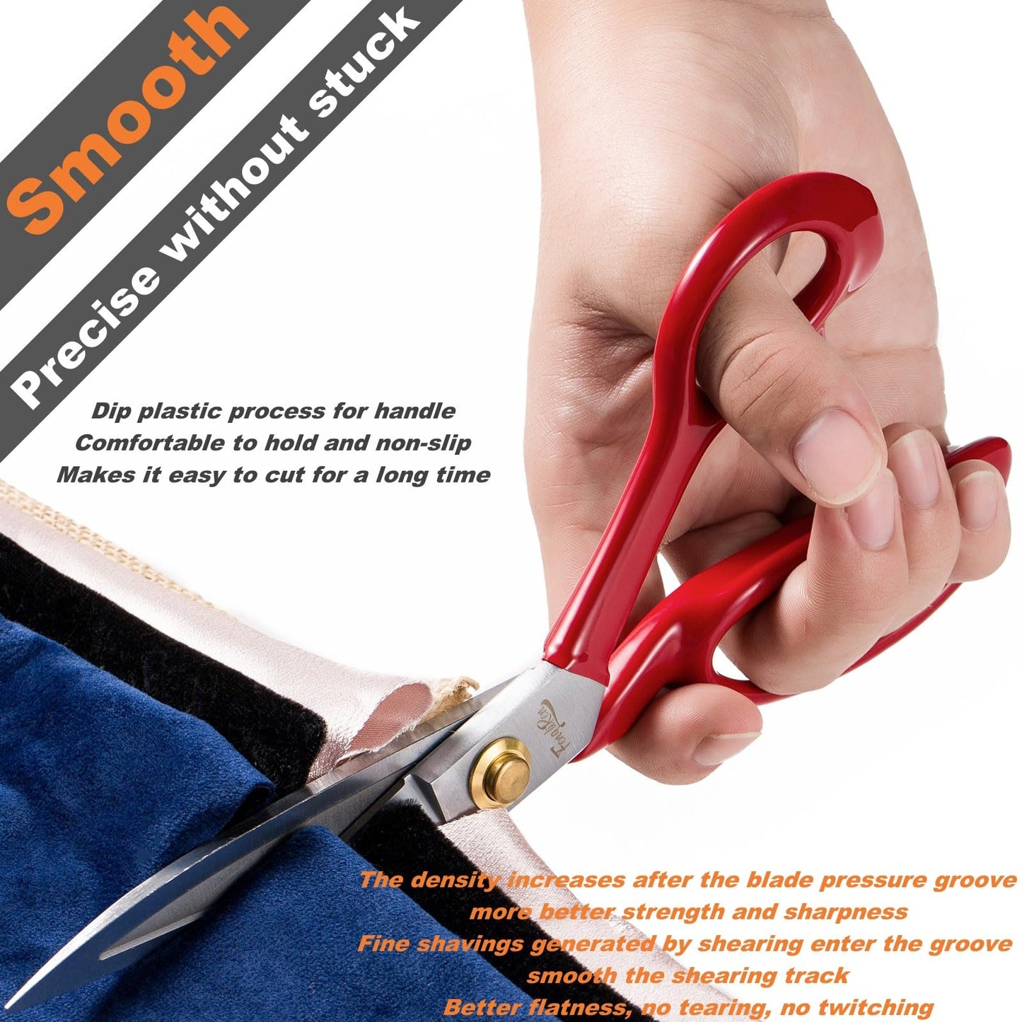 Fengliren Sewing Scissors Professional 9 inch Heavy Duty Fabric Shears for Tailoring Leather Cloth Red Industrial Strength High Carbon Steel Tailor Shears for Home Office Dressmakers