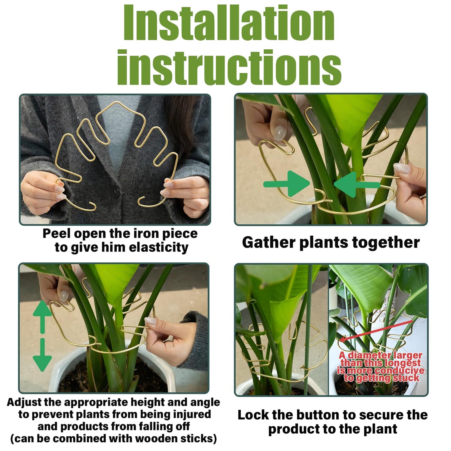 GOOOXIM Monstera Plant Support Stem Stabilizer 9 * 7.6 inches- Durable Leaf Holder & Adjustable Stake for Fishbone Cactus, Easy to Install Garden Tool for Optimal Growth in Indoor Plants