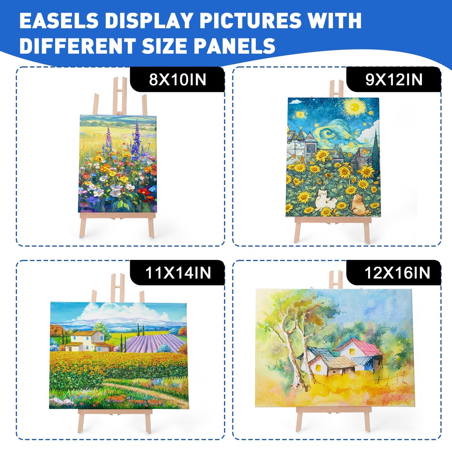 ESRICH 15pcs 17 Inch Tabletop Easels, Easel Stand for Painting,Tripod, Paint Party Easel, Kids Student Desktop Easel for Painting,Paint Easel for Canvas Paints