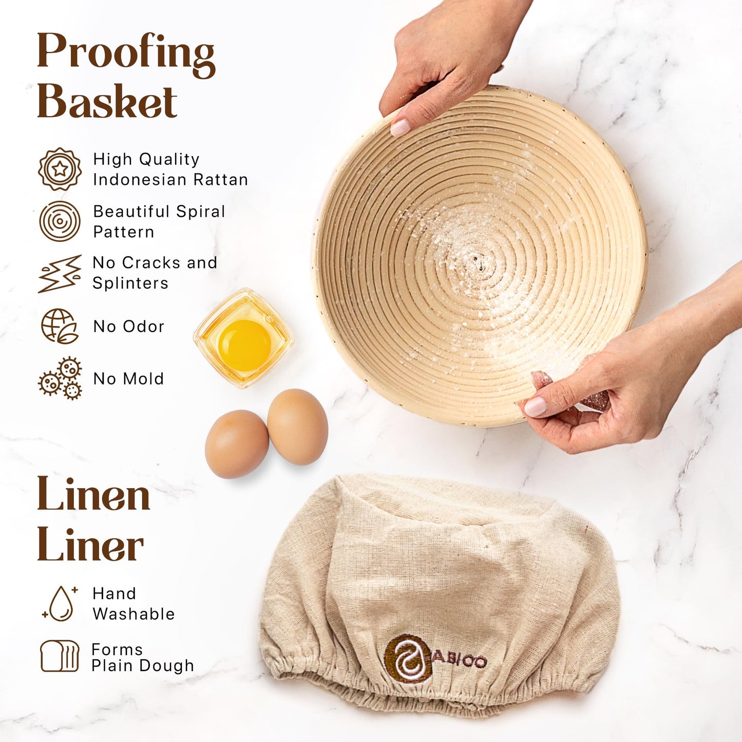 Sourdough Starter Kit with 9" Round Banneton Proofing Basket and 24oz Starter Jar - Beginner-Friendly Sourdough Bread Baking Supplies and Baking Gifts for Women, Men, and Bread Bakers