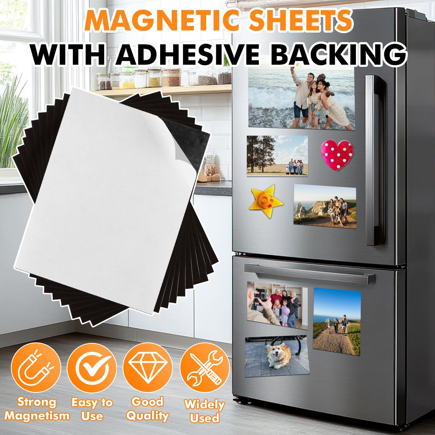 GcFoir Adhesive Magnetic Sheets 8.5 x 11 Inch, 50 Packs Magnetic Sheets with Adhesive Backing - 0.5mm Thickness Flexible Magnet Sheets for Dies Storage, Craft Projects, Photos, School, Office