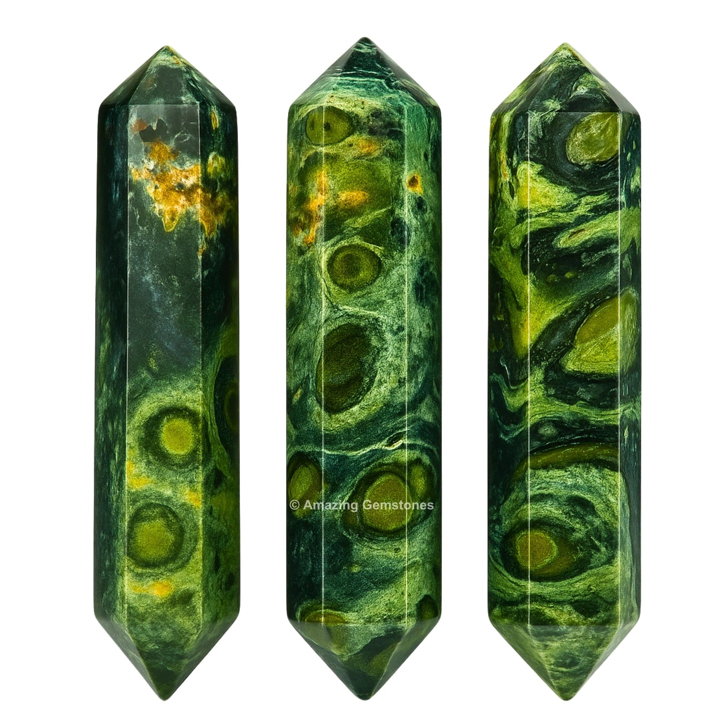 Amazing Gemstone Kambaba Jasper Crystal Points Bulk Healing Crystals - Pack of 3 Double Terminated Healing Wand Point Bulk Crystals for Crafts, Crystal Grid, DIY Work - - Beginners Gift