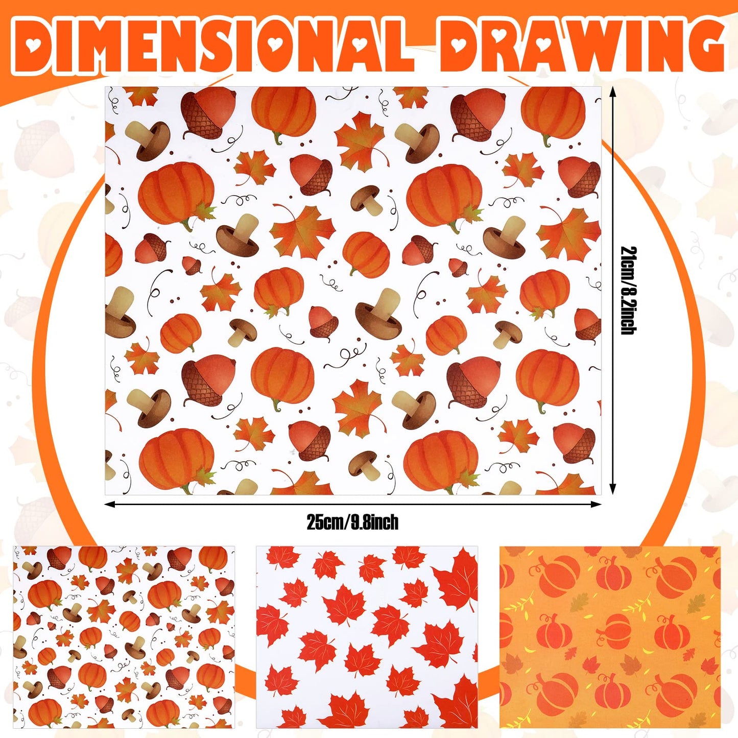 Tinlade 150 Pcs Fall Thanksgiving Wax Paper Sheets Maple Leaf Pumpkin Mushroom Food Wrap Paper Sheets Parchment Grease Resistant Waterproof Food Liner Oil Proof Picnic Liner for Kitchen