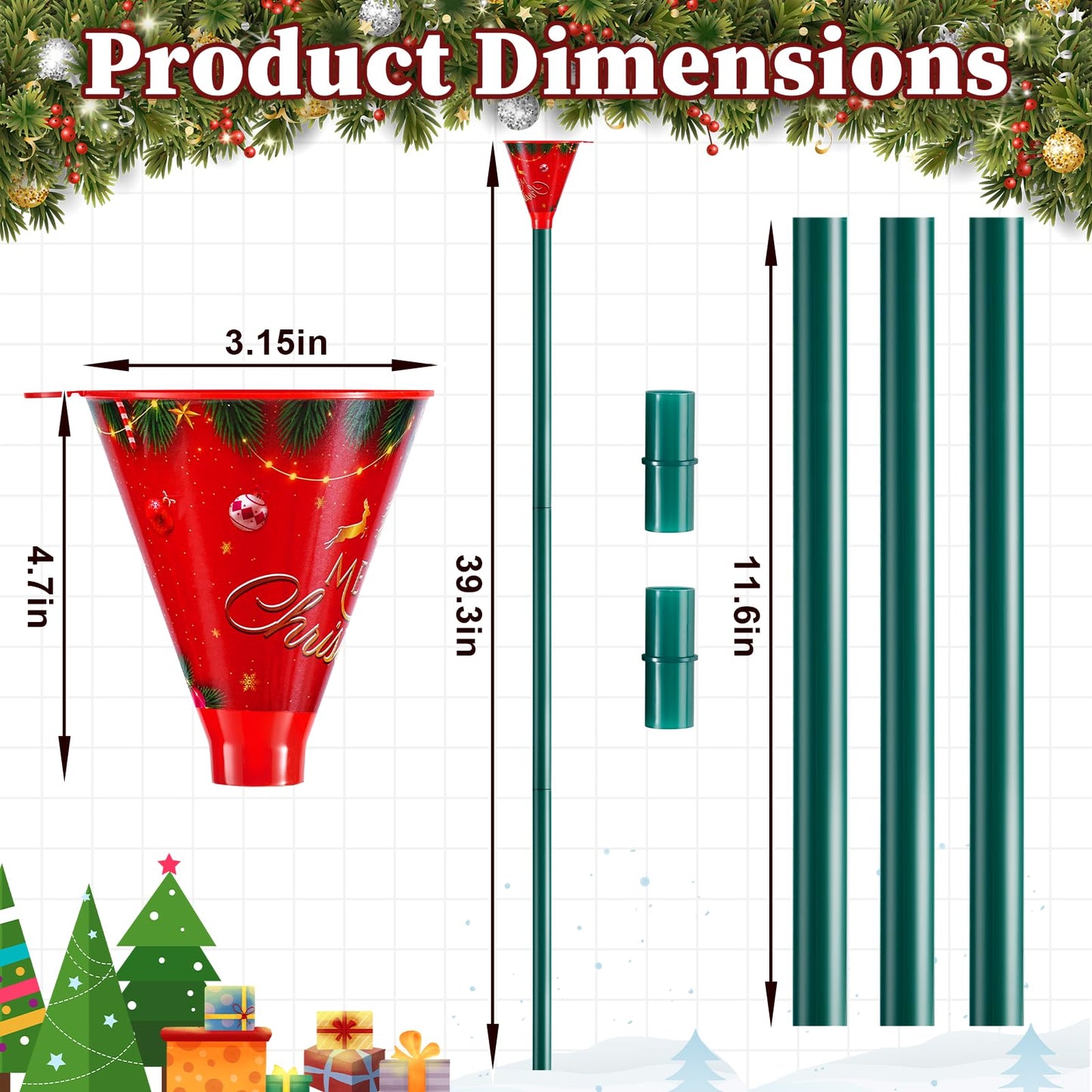 VICAMB 39.3 Inch Christmas Tree Watering Funnel,Christmas Tree Watering System Device,Long Tree Watering Funnel Spout for Indoor Outdoor Xmas Tree