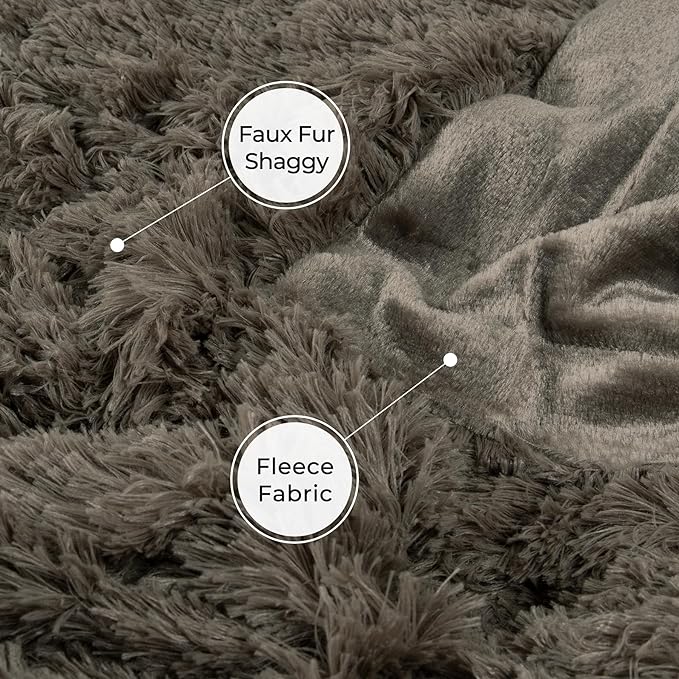Tuddrom Decorative Extra Soft Faux Fur Throw Blanket 50"x60",Solid Reversible Fuzzy Lightweight Long Hair Shaggy Blanket,Fluffy Cozy Plush Fleece Comfy Microfiber Blanket for Couch Sofa Bed,Brown