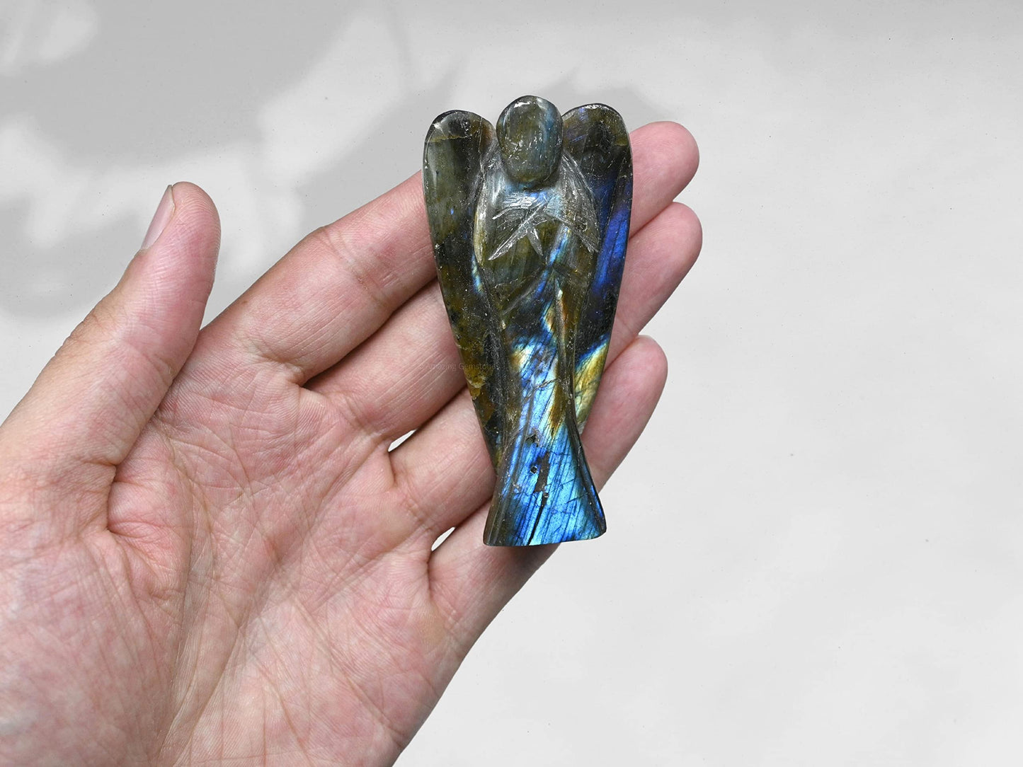 Amazing Gemstone Labradorite Angel - Labradorite Crystal Angel and Pocket Guardian Angel Crystal Figurines (3 inches)