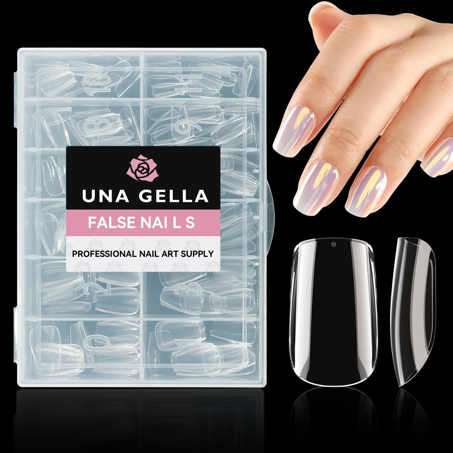 UNA GELLA Short Square Nail Tips 504pcs Square Gel Nail Tips 12 Sizes Full Cover Clear Press On Nails Fake Nails Extension for Home DIY Salon